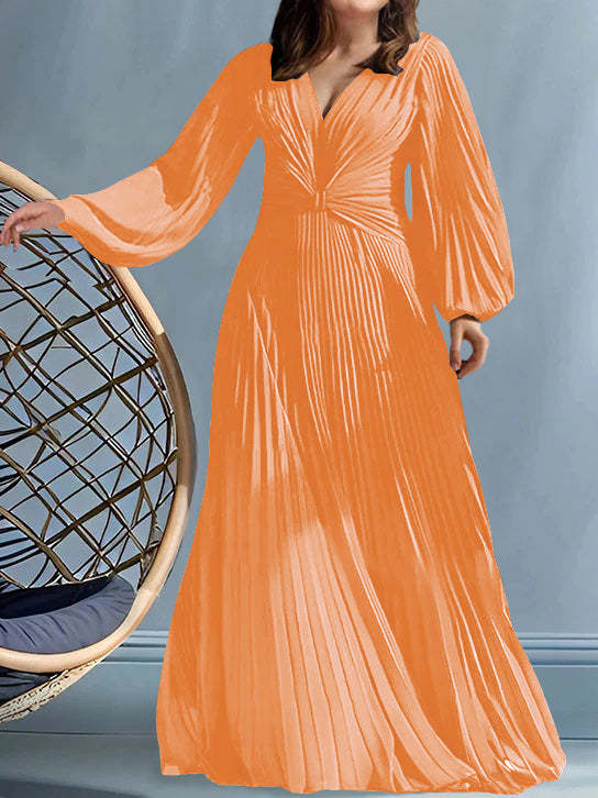 Plus Size V-Neck A-Line Princess Gown for the Mother of the Bride with Ruched Detail