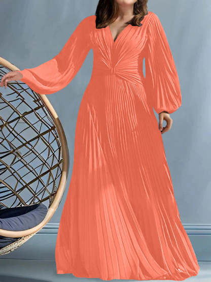 Plus Size V-Neck A-Line Princess Gown for the Mother of the Bride with Ruched Detail