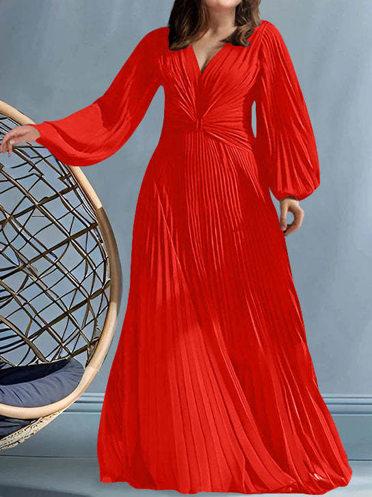 Plus Size V-Neck A-Line Princess Gown for the Mother of the Bride with Ruched Detail