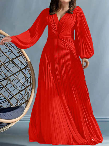 Plus Size V-Neck A-Line Princess Gown for the Mother of the Bride with Ruched Detail