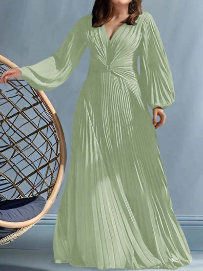 Plus Size V-Neck A-Line Princess Gown for the Mother of the Bride with Ruched Detail