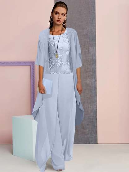 Elegant Mother of the Bride Jacket and Pantsuits in Chiffon