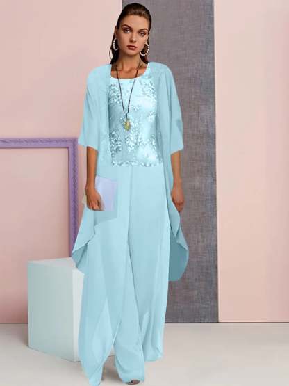 Elegant Mother of the Bride Jacket and Pantsuits in Chiffon