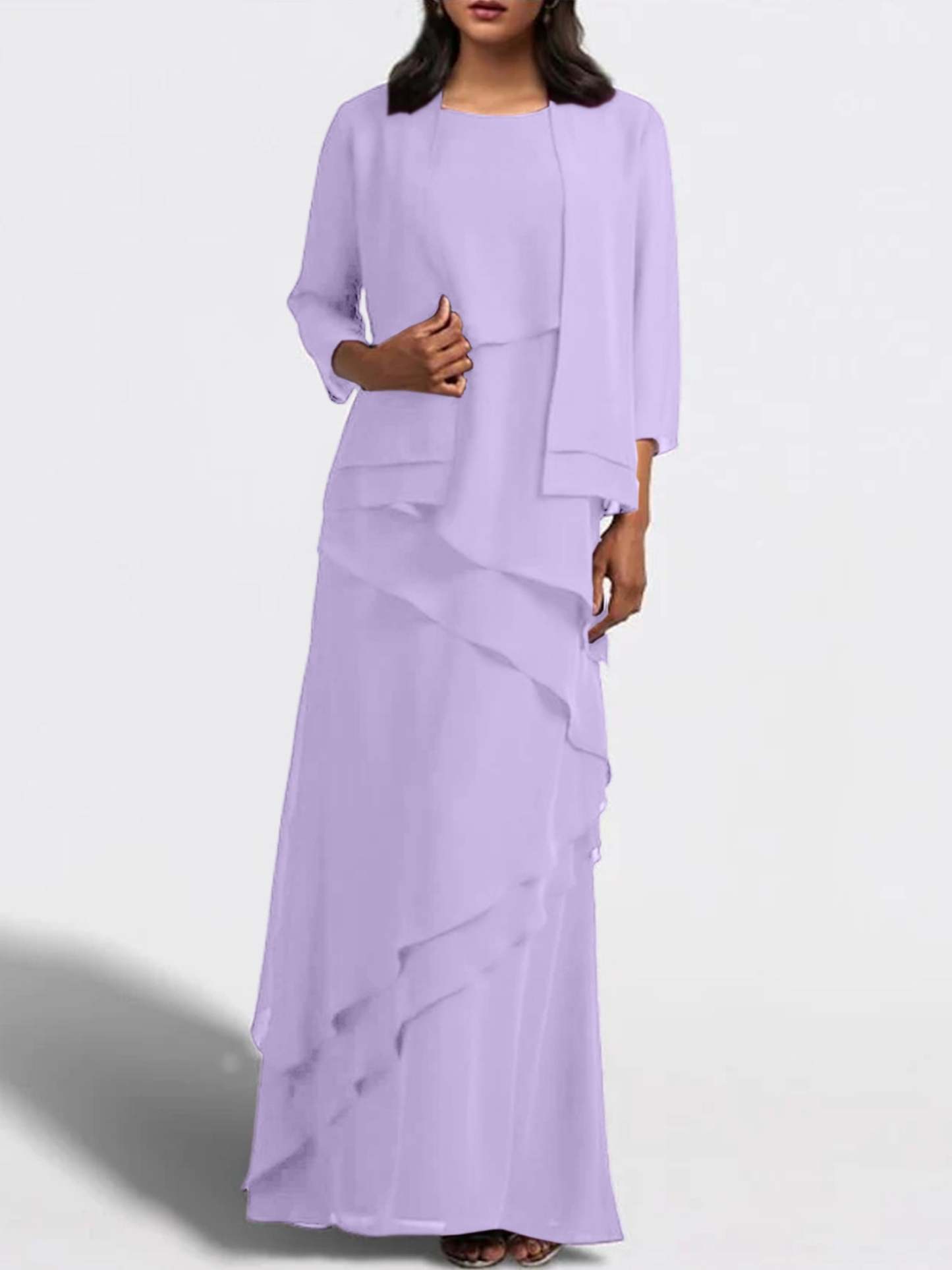 Floor-Length Mother of the Bride Sheath Dress with Matching Jacket