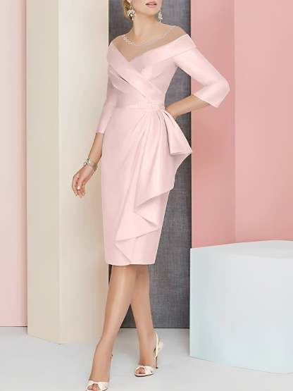 Knee-Length V-Neck Sheath/Column Mother of the Bride Dresses