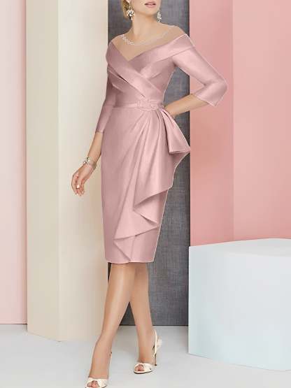 Knee-Length V-Neck Sheath/Column Mother of the Bride Dresses