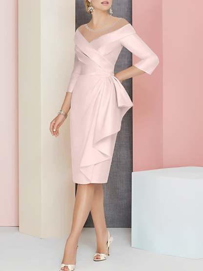Knee-Length V-Neck Sheath/Column Mother of the Bride Dresses
