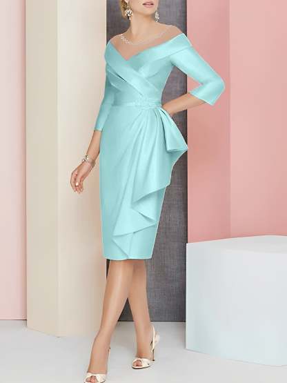Knee-Length V-Neck Sheath/Column Mother of the Bride Dresses
