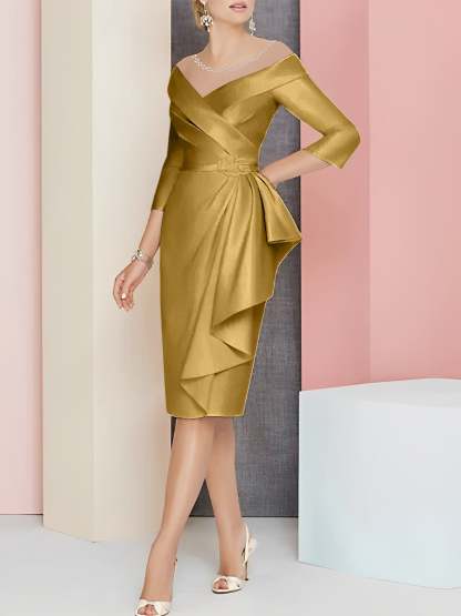 Knee-Length V-Neck Sheath/Column Mother of the Bride Dresses