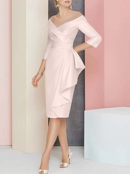Knee-Length V-Neck Sheath/Column Mother of the Bride Dresses