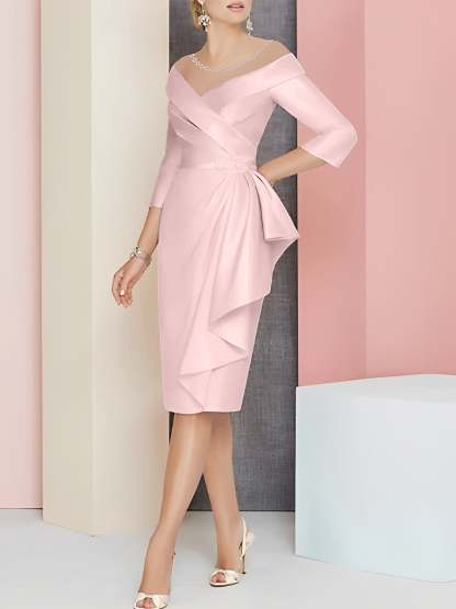 Knee-Length V-Neck Sheath/Column Mother of the Bride Dresses