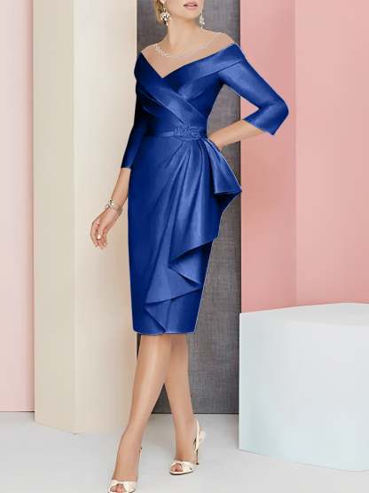 Knee-Length V-Neck Sheath/Column Mother of the Bride Dresses