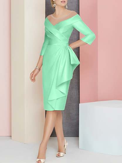Knee-Length V-Neck Sheath/Column Mother of the Bride Dresses