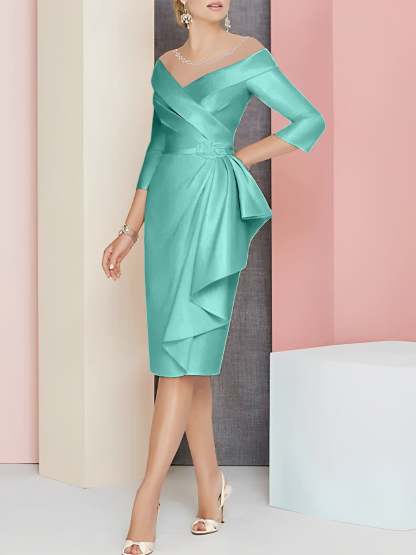 Knee-Length V-Neck Sheath/Column Mother of the Bride Dresses