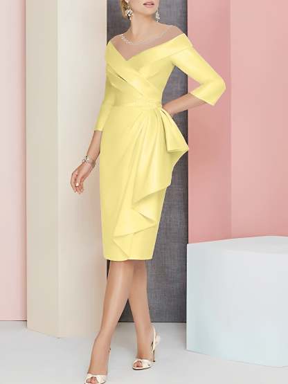 Knee-Length V-Neck Sheath/Column Mother of the Bride Dresses