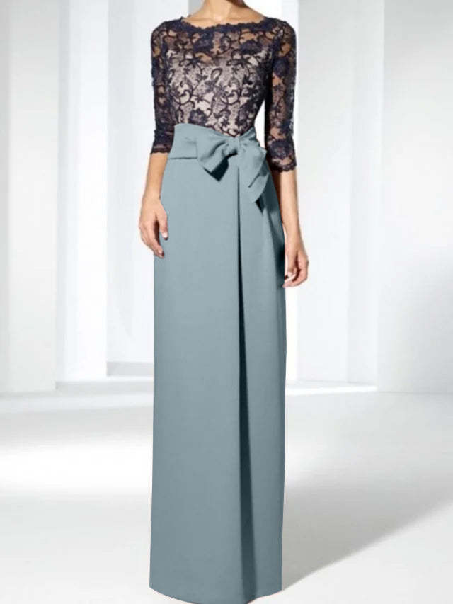 Floor-Length Mother of the Bride Sheath/Column Jewel Neck Dresses