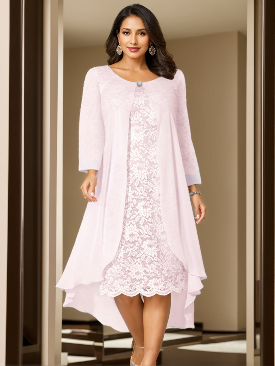 Scoop Neck Tea-Length A-Line Princess Gowns for the Mother of the Bride