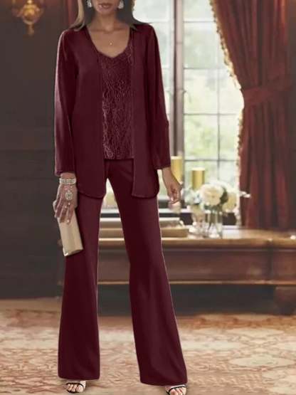 Elegant Mother of the Bride Pantsuits in Chiffon with Jacket