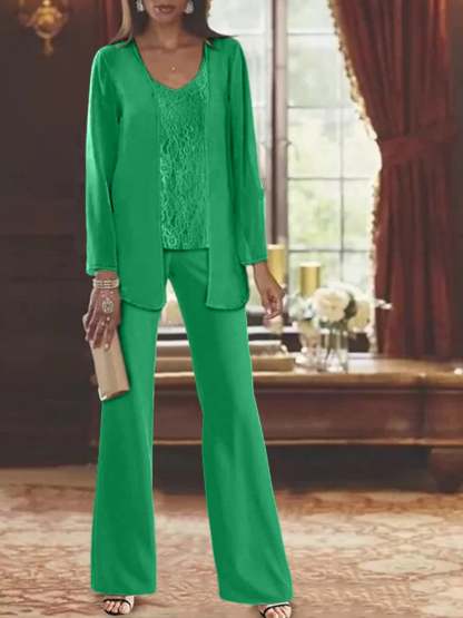 Elegant Mother of the Bride Pantsuits in Chiffon with Jacket