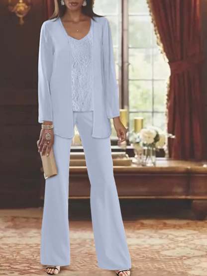 Elegant Mother of the Bride Pantsuits in Chiffon with Jacket