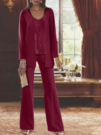Elegant Mother of the Bride Pantsuits in Chiffon with Jacket