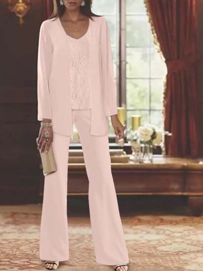 Elegant Mother of the Bride Pantsuits in Chiffon with Jacket