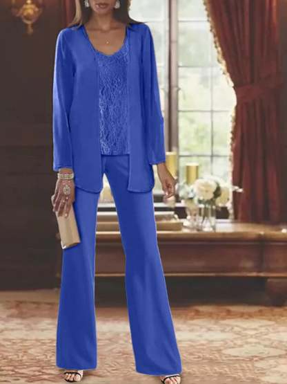 Elegant Mother of the Bride Pantsuits in Chiffon with Jacket