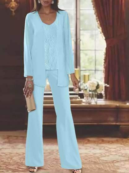 Elegant Mother of the Bride Pantsuits in Chiffon with Jacket