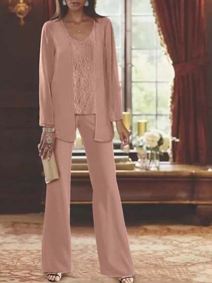 Elegant Mother of the Bride Pantsuits in Chiffon with Jacket