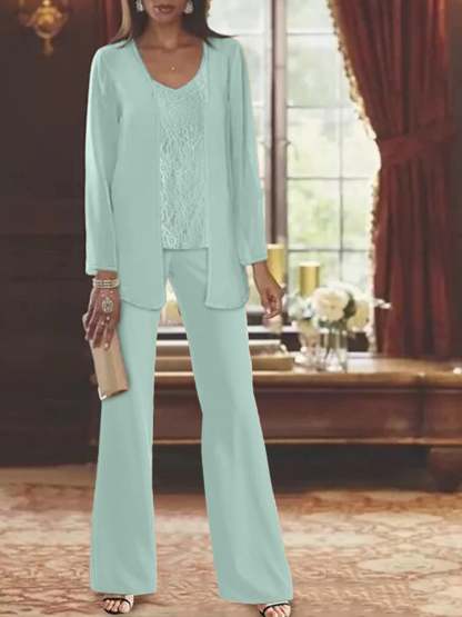 Elegant Mother of the Bride Pantsuits in Chiffon with Jacket