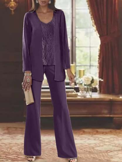 Elegant Mother of the Bride Pantsuits in Chiffon with Jacket