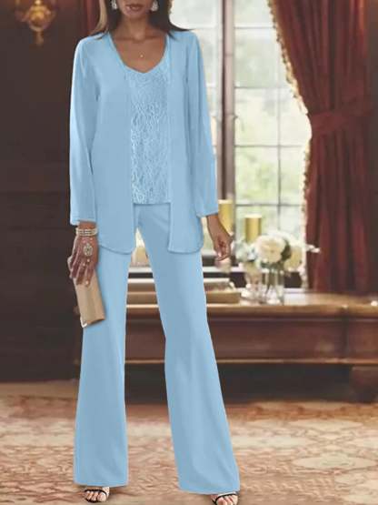 Elegant Mother of the Bride Pantsuits in Chiffon with Jacket
