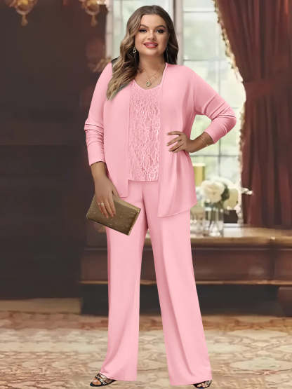 Plus Size Chiffon Pantsuits with Jacket for the Mother of the Bride