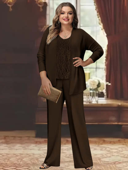 Plus Size Chiffon Pantsuits with Jacket for the Mother of the Bride