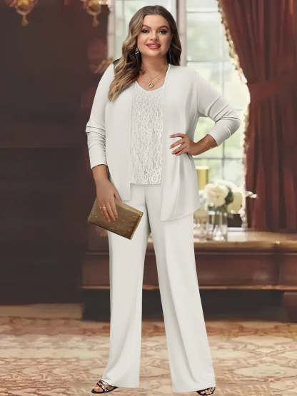 Plus Size Chiffon Pantsuits with Jacket for the Mother of the Bride