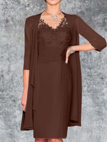 Knee-Length V-Neck Sheath/Column Mother of the Bride Dresses