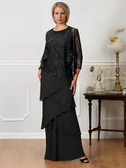 Floor-Length A-Line Mother of the Bride Dresses with Jewel Neck