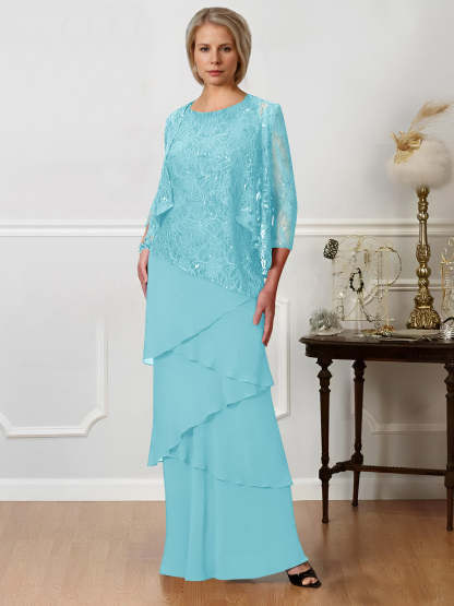 Floor-Length A-Line Mother of the Bride Dresses with Jewel Neck