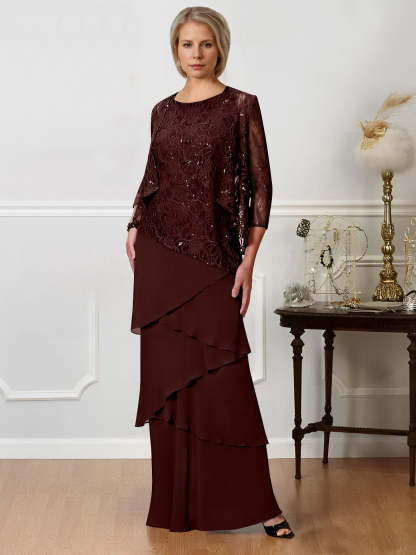 Floor-Length A-Line Mother of the Bride Dresses with Jewel Neck