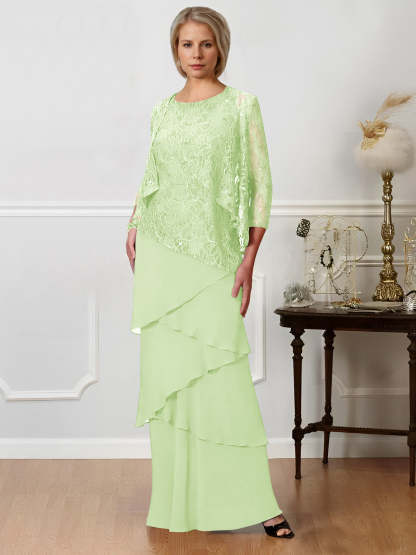Floor-Length A-Line Mother of the Bride Dresses with Jewel Neck