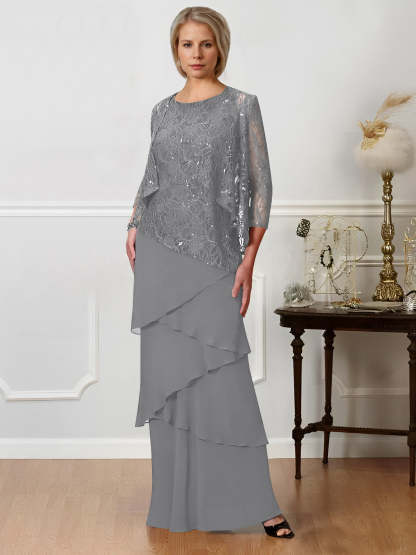 Floor-Length A-Line Mother of the Bride Dresses with Jewel Neck