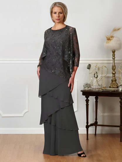 Floor-Length A-Line Mother of the Bride Dresses with Jewel Neck