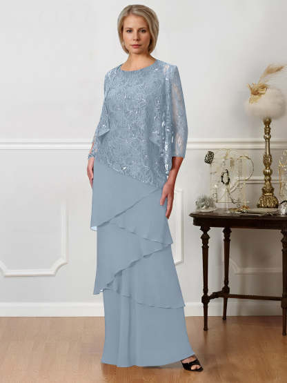 Floor-Length A-Line Mother of the Bride Dresses with Jewel Neck