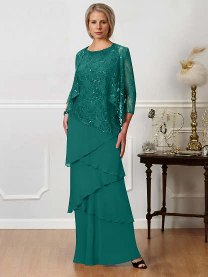 Floor-Length A-Line Mother of the Bride Dresses with Jewel Neck