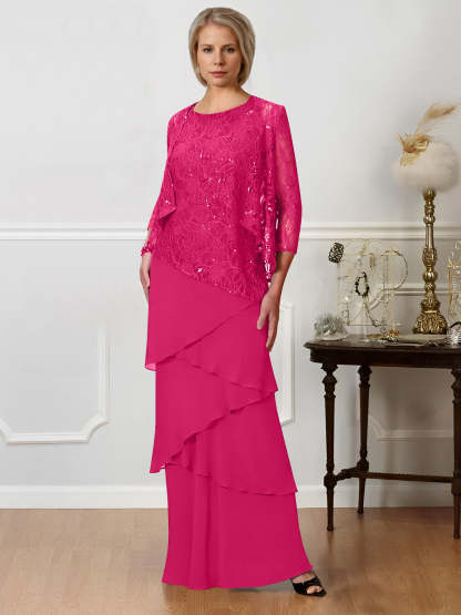 Floor-Length A-Line Mother of the Bride Dresses with Jewel Neck