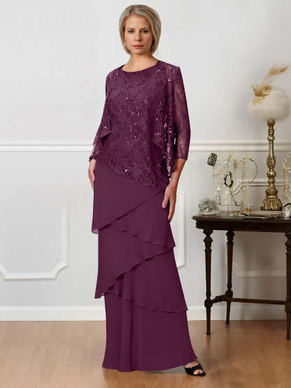 Floor-Length A-Line Mother of the Bride Dresses with Jewel Neck