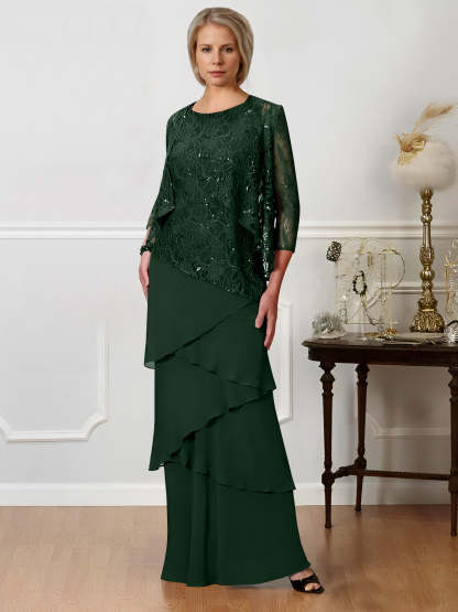 Floor-Length A-Line Mother of the Bride Dresses with Jewel Neck