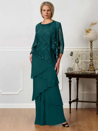 Floor-Length A-Line Mother of the Bride Dresses with Jewel Neck
