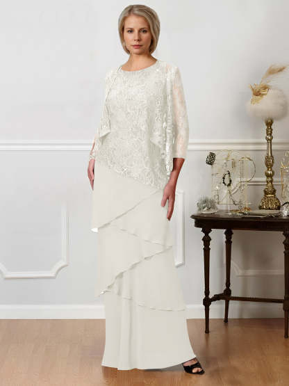 Floor-Length A-Line Mother of the Bride Dresses with Jewel Neck