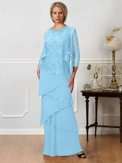 Floor-Length A-Line Mother of the Bride Dresses with Jewel Neck
